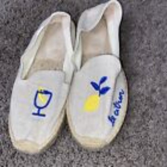 Soludos Le Citron Lemon Limoncello Embroidered Canvas Espadrilles Shoes Size 9 - Picture 1 of 7